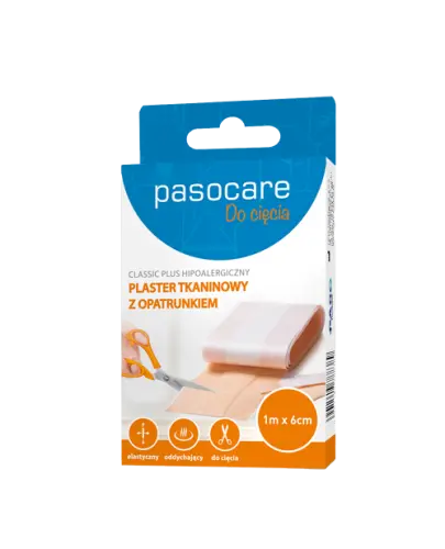 Pasocare Classic Plus Plaster tkaninowy z opatrunkiem 1 m x 6 cm, 1 sztuka - Skuteczna ochrona i komfort na co dzień