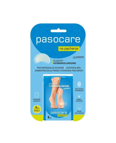 Pasocare Plastry hydrokoloidowe na pęcherze na podeszwę, 6 sztuk - Skuteczna regeneracja na podeszwie stopy