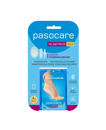 Pasocare Plastry na pęcherze hydrokoloidowe mix, 6 sztuk - Hydrokoloidowa technologia dla ulgi i regeneracji