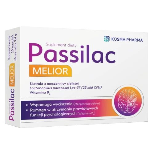 Passilac Melior, 20 kapsułek - Psychobiotyk, którego składniki pomagają obniżyć poziom lęku i poprawić nastrój