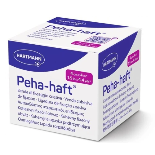 Peha-Haft kohezyjna opaska podtrzymująca 4 cm x 4 m, 1 sztuka - Do mocowania wszelkiego rodzaju kompresów i opatrunków