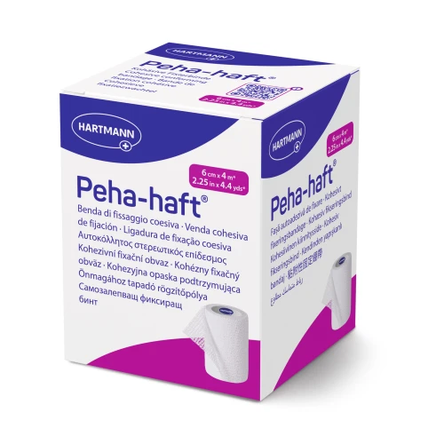 Peha-Haft Bandaż kohezyjny 6 cm x 4 m, 1 sztuka - Z podwójną samoprzylepną powłoką