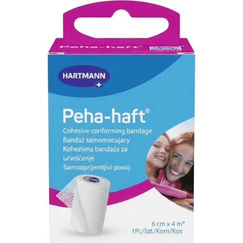 Peha-Haft Bandaż samomocujący 6 cm x 4 m, 1 sztuka - Do mocowania wszelkiego rodzaju kompresów i opatrunków