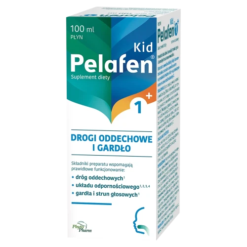 Pelafen Kid 1+, Drogi oddechowe i gardło, płyn 100 ml - Z ekstraktami z czarnego bzu, owoców dzikiej róży i koncentratu soku z owoców aceroli