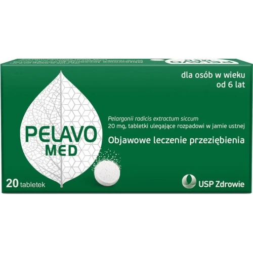Pelavo Med 20 mg, 20 tabletek ulegających rozpadowi w jamie ustnej - W objawowym leczeniu przeziębienia