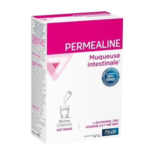 Permealine, 20 saszetek - Kompozycja L-glutaminy, witaminy A, cynku i wyciągu z zielonej herbaty
