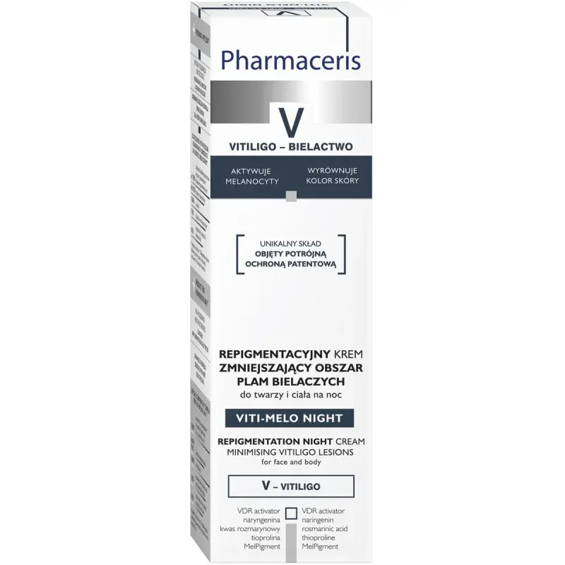Pharmaceris V Viti-Melo Night Krem na noc, 40 ml - Na bielactwo i zmiany depigmentacyjne do twarzy i ciała