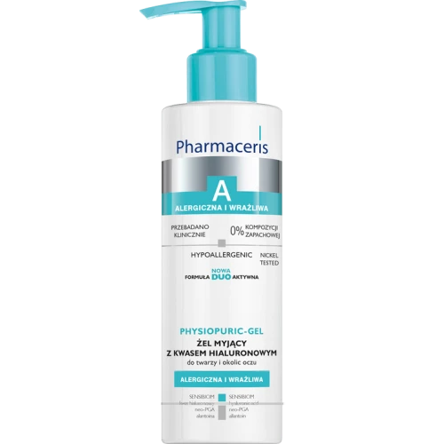 Pharmaceris A Physiopuric-Gel Żel myjący z kwasem hialuronowym do twarzy, 190 ml - Delikatne oczyszczanie i nawilżenie skóry wrażliwej