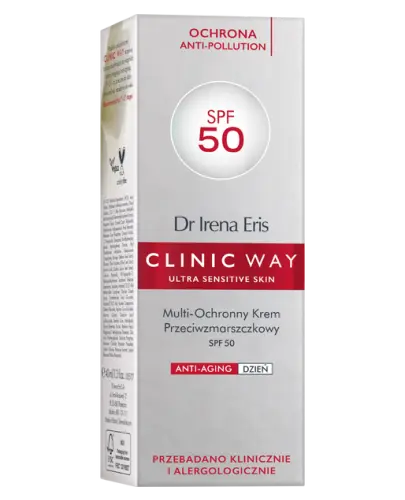 Dr Irena Eris Clinic Way Multi-Ochronny Krem Przeciwzmarszczkowy SPF 50, 40 ml  - Całodzienna ochrona skóry przed szkodliwym promieniowaniem
