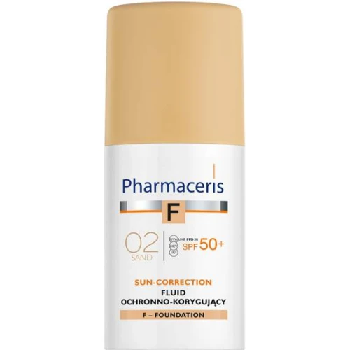 Pharmaceris F Sun-Correction SPF 50+, Sand 02, 30 ml - Fluid ochronno-korygujący - Najwyższa ochrona