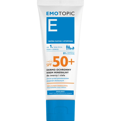 Emotopic Dermo-ochronny krem mineralny do twarzy i ciała SPF 50+, 75 ml - Wysoka ochrona skóry wrażliwej i atopowej