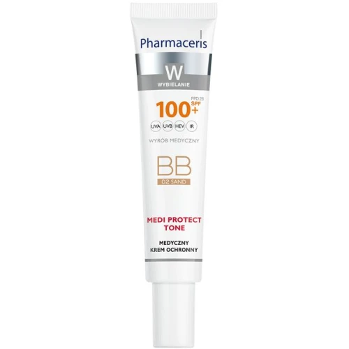 Pharmaceris W Medyczny Krem BB ochronny SPF 100, 02 Sand, 40 ml - Bardzo wysoka ochrona UVA/UVB/HEV/IR