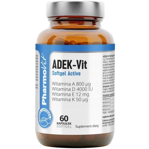 Pharmovit ADEK-Vit Softgel Active, 60 kapsułek - Kompleks witamin w oleju słonecznikowym