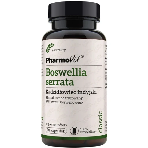 PharmoVit Boswellia 65% kwasu Bosweliowego, 90 kapsułek - Wsparcie stawów, układu pokarmowego i serca