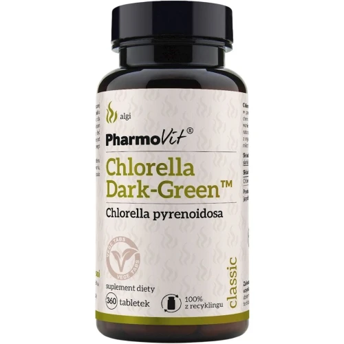 PharmoVit Chlorella Dark-Green™, 360 tabletek - Naturalne algi Chlorella wspierające odporność i detoksykację