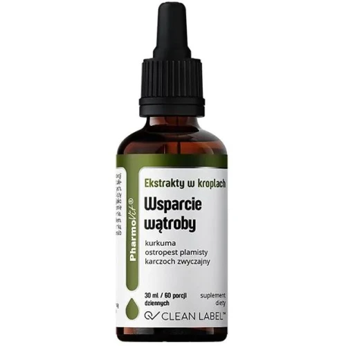 PharmoVit Ekstrakty w kroplach Wsparcie wątroby, 30 ml - Ostropest, karczoch, kurkuma