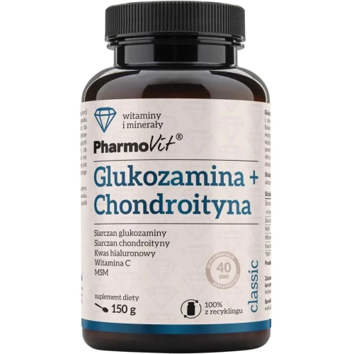 PharmoVit Glukozamina + Chondroityna, 150 g - Z MSM, kwasem hialuronowym i witaminą C