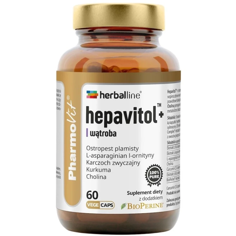 Pharmovit Herballine Hepavitol+, 60 kapsułek - Suplement na wątrobę