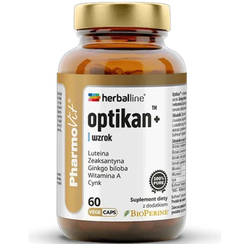 Pharmovit Herballine Optikan+ Wzrok, 60 kapsułek - Wsparcie widzenia oraz krążenia obwodowego