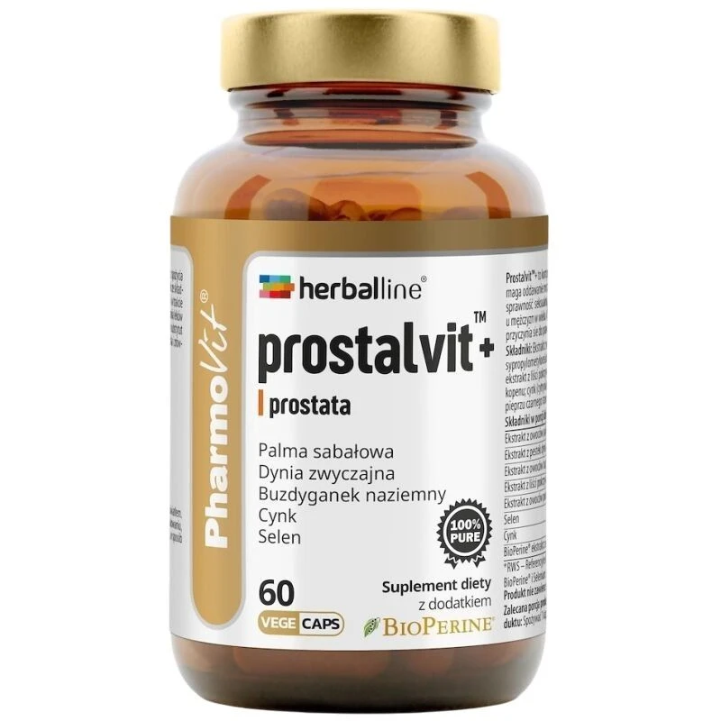 Pharmovit Herballine Prostalvit+, 60 kapsułek - Palma sabałowa i cynk dla mężczyzn 45+