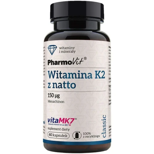 PharmoVit Witamina K2 z natto 150 µg, 60 kapsułek - Dla zdrowych kości i prawidłowego krzepnięcia