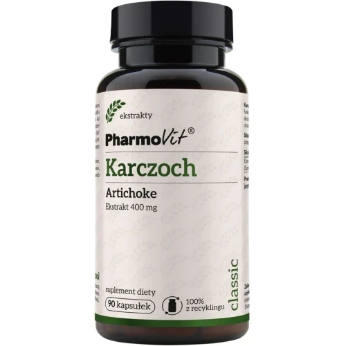 PharmoVit Karczoch Artichoke 4:1 400 mg, 90 kapsułek - Wsparcie wątroby i metabolizmu lipidów
