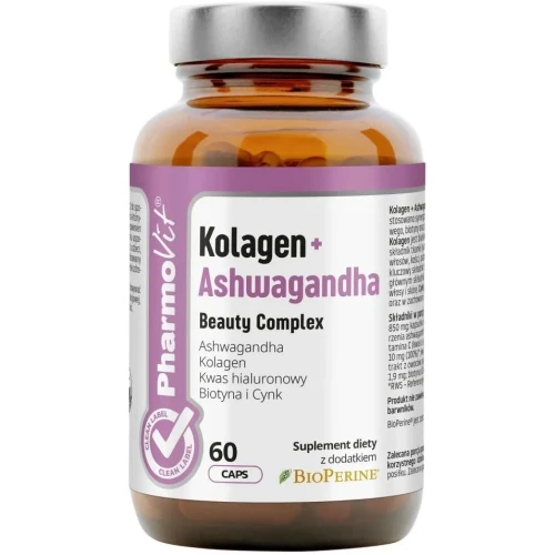 Pharmovit Kolagen + Ashwagandha Beauty Complex, 60 kapsułek - Kompleksowe wsparcie urody i równowagi organizmu