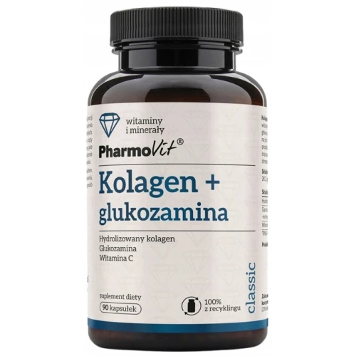 PharmoVit Kolagen + glukozamina, 90 kapsułek - Wsparcie chrząstki i kości
