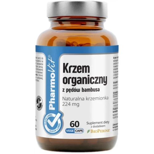 Pharmovit Krzem organiczny z pędów bambusa, 60 kapsułek - Naturalna krzemionka dba o kondycję kości, stawów oraz piękny wygląd skóry, włosów i paznokci
