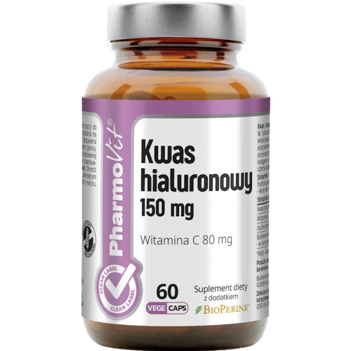 PharmoVit Kwas hialuronowy 150 mg, 60 kapsułek - Wsparcie kondycji skóry i produkcji kolagenu