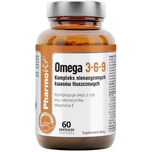 Pharmovit Omega 3-6-9, 60 kapsułek - Wspierają pracę serca, mózgu, pomagają utrzymać prawidłowy poziom cholesterolu