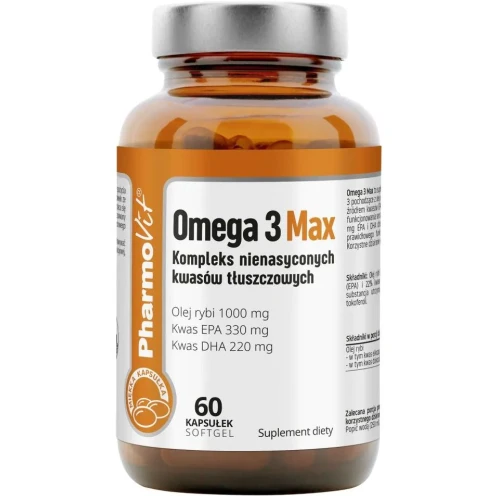 Pharmovit Omega 3 Max, 60 kapsułek softgel - Źródło kwasów EPA i DHA – wsparcia serca, mózgu i wzroku
