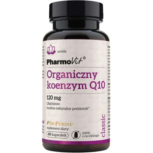 PharmoVit Organiczny koenzym Q10 120 mg, 60 kapsułek - Energia komórkowa i wsparcie metabolizmu