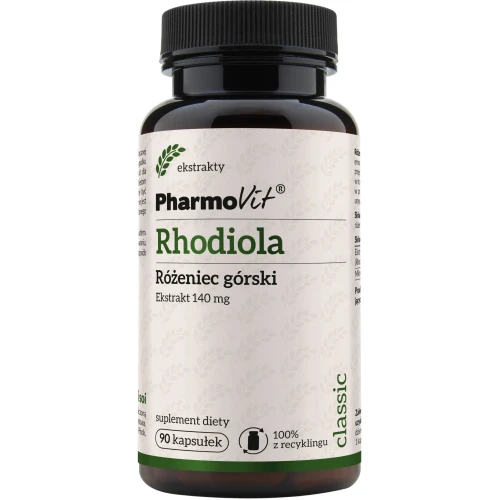 PharmoVit Rhodiola Różeniec górski 4:1 140 mg, 90 kapsułek - Naturalne wsparcie dla koncentracji i w stresie