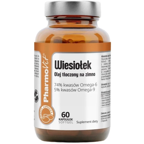 Pharmovit Wiesiołek Olej tłoczony na zimno, 60 kapsułek - Źródło kwasów tłuszczowych z rodziny Omega-6