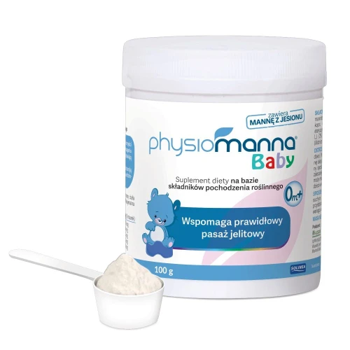 Physiomanna Baby,  proszek 100 g - Manna z jesionu, pomoc w zaparciach u dzieci