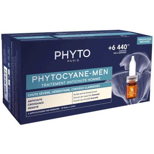 Phyto Phytocyane–Men, kuracja przeciw wypadaniu włosów, 12 x 3,5 ml - Zmniejsza wypadanie i stymuluje wzrost gęstszych włosów