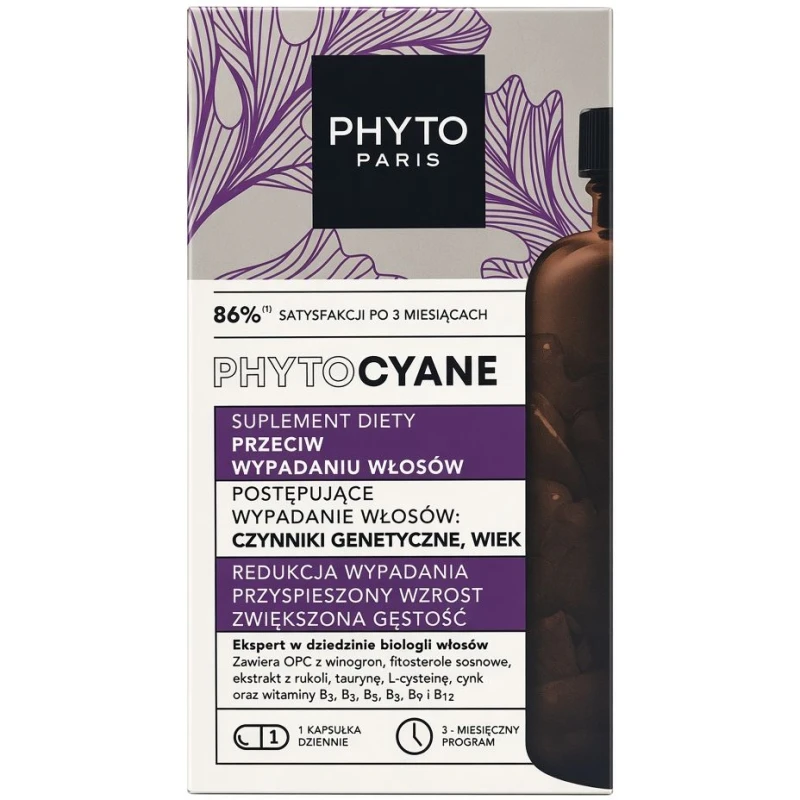 Phyto Phytocyane Przeciw wypadaniu włosów, 84 kapsułki - Suplement diety z cynkiem, biotyną i kompleksem witamin z grupy B