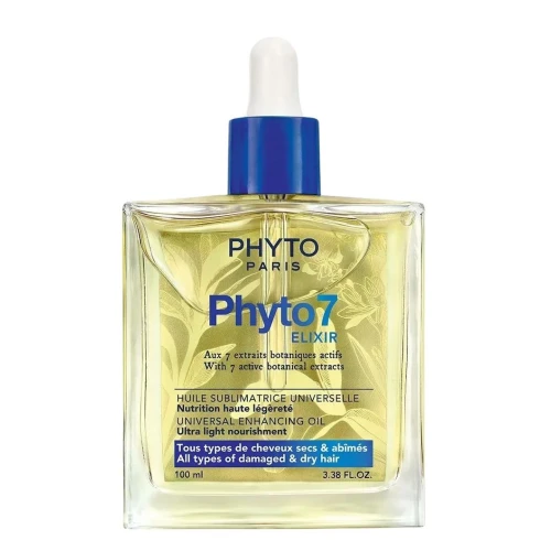 Phyto Phyto7 Elixir Huile Sublimatrice Universelle, 100 ml - Lekki olejek do włosów suchych i zniszczonych
