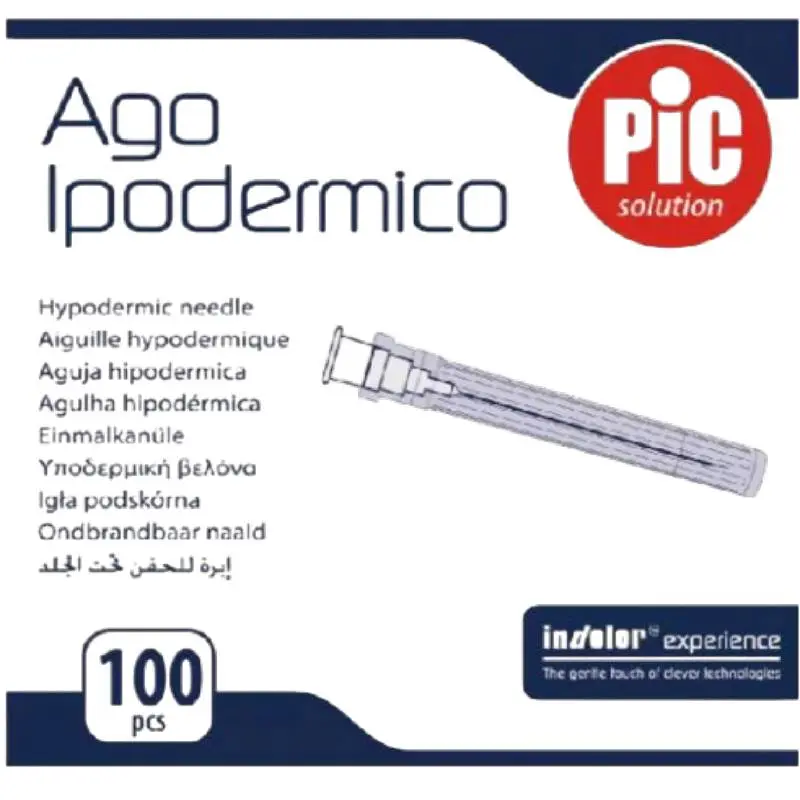 PIC Ago Ipodermico, Igła iniekcyjna 19G, 1,1 x 40 mm, 100 sztuk - Do iniekcji podskórnych oraz drobnych zabiegów medycznych i kosmetycznych