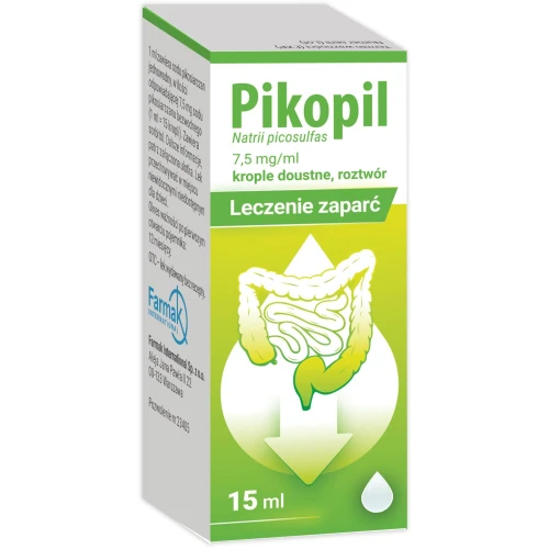 Pikopil 7,5 mg/ml,  krople doustne, 15ml - Łagodzą dolegliwości związane z przewlekłymi lub nawracającymi zaparciami