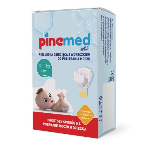 Pinemed Pieluszka dziecięca z woreczkiem do pobierania moczu 5-11 kg, 1 sztuka - Zapewnia higieniczne badanie moczu dla dzieci o wadze 5 -11 kg