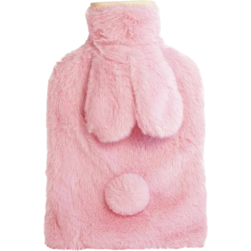 Pink Termofor Pluszak Różowy, 1 sztuka - Z miękkim, szarym pokrowcu w kształcie króliczka