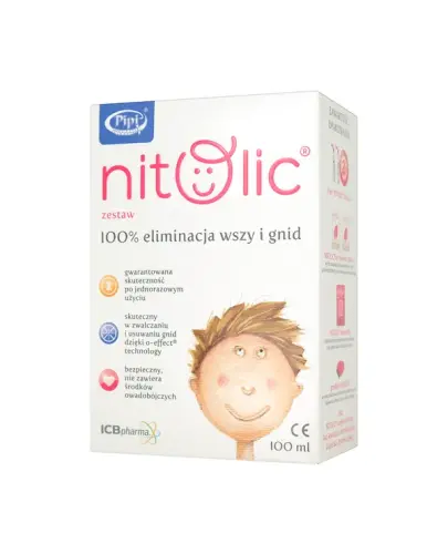 Pipi Nitolic Zestaw na wszy i gnidy  z grzebieniem, 100 ml - Eliminacja wszy i gnid