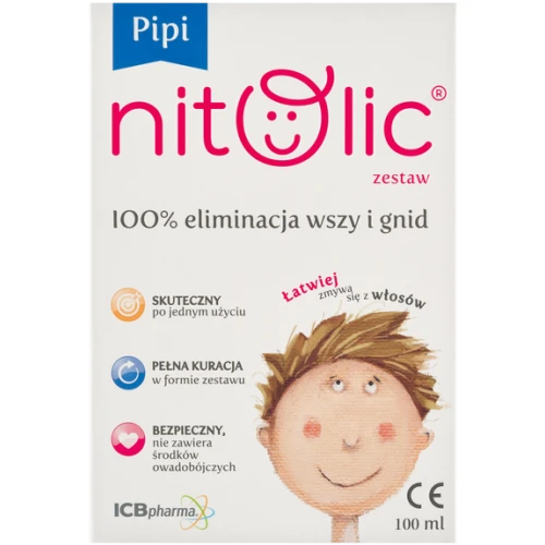 Pipi Nitolic, kompleksowy zestaw leczenia wszawicy, 100 ml - Jednorazowa aplikacja likwiduje wszy i gnidy