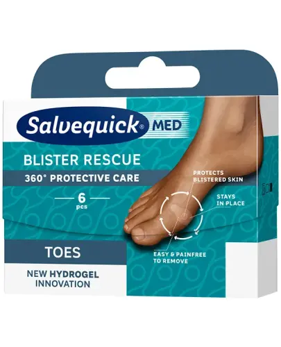 Salvequick Rescue Toes, plastry na pęcherze na palcach u stóp, 6 sztuk - Plastry hydrożelowe 