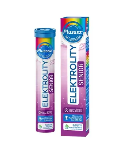 Plusssz Elektrolity Senior, 24 tabletki musujące - Tabletki musujące z elektrolitami i witaminami z grupy B.