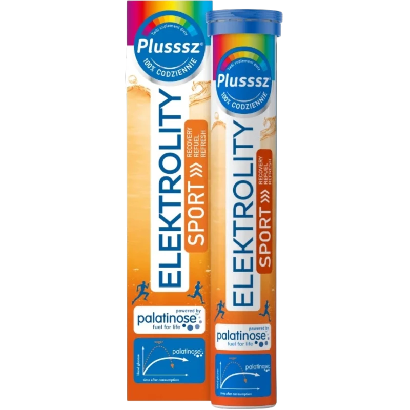 Plusssz Elektrolity Sport 100% Complex, 24 tabletki musujące - Suplement diety z elektrolitami, kolagenem i witaminą C