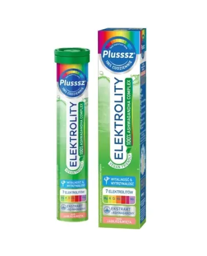 Plusssz Elektrolity 100% Ashwagandha Complex, 24 tabletki musujące - Nawadniający suplement diety w formie tabletek musujących