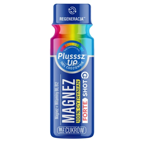 Plusssz Up Magnez 100% Cytrynian Forte Shot, 50 ml - Magnez z witaminami do picia